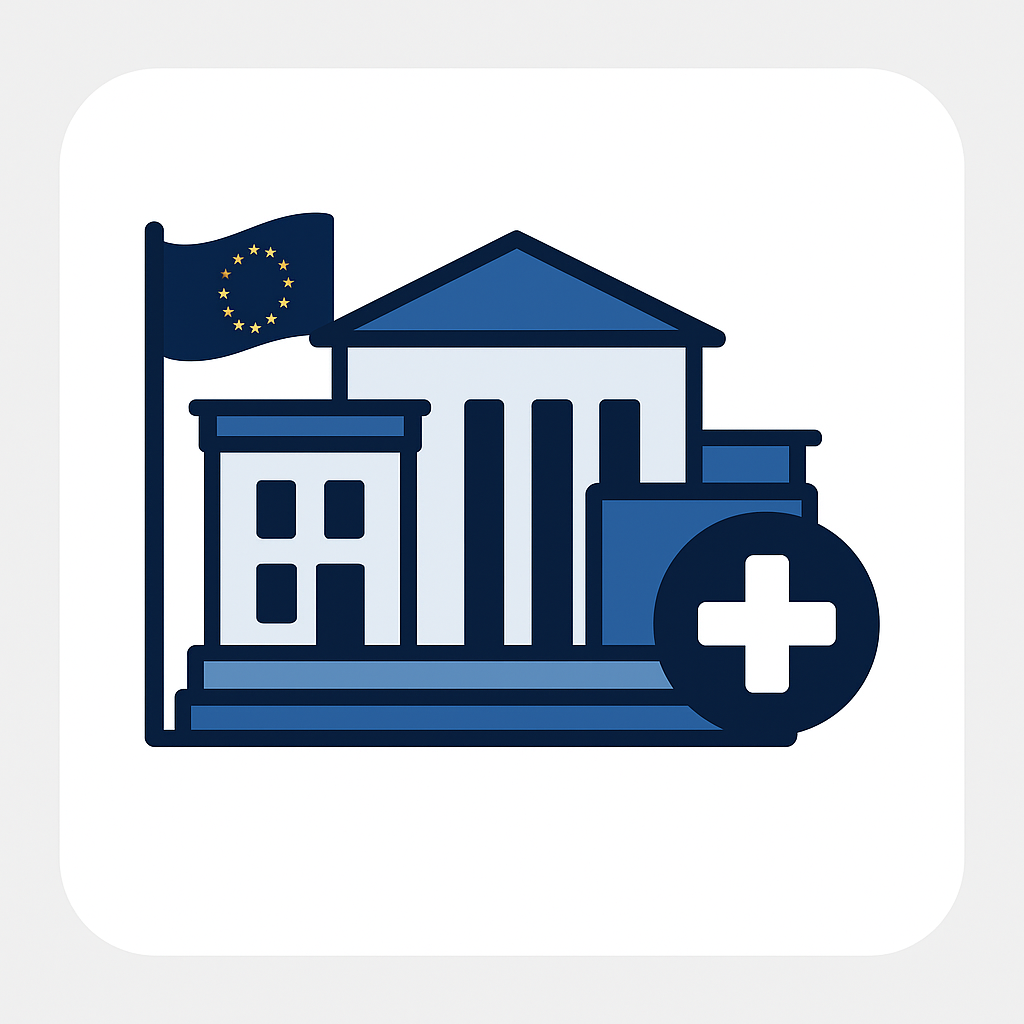 EU medical authority building icon representing certified supplement guidance