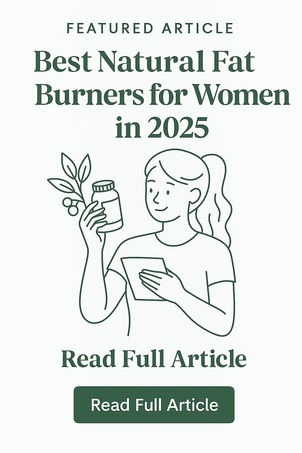 Illustration of a woman reviewing supplement information for fat burners, representing science-backed natural supplements for women in 2025